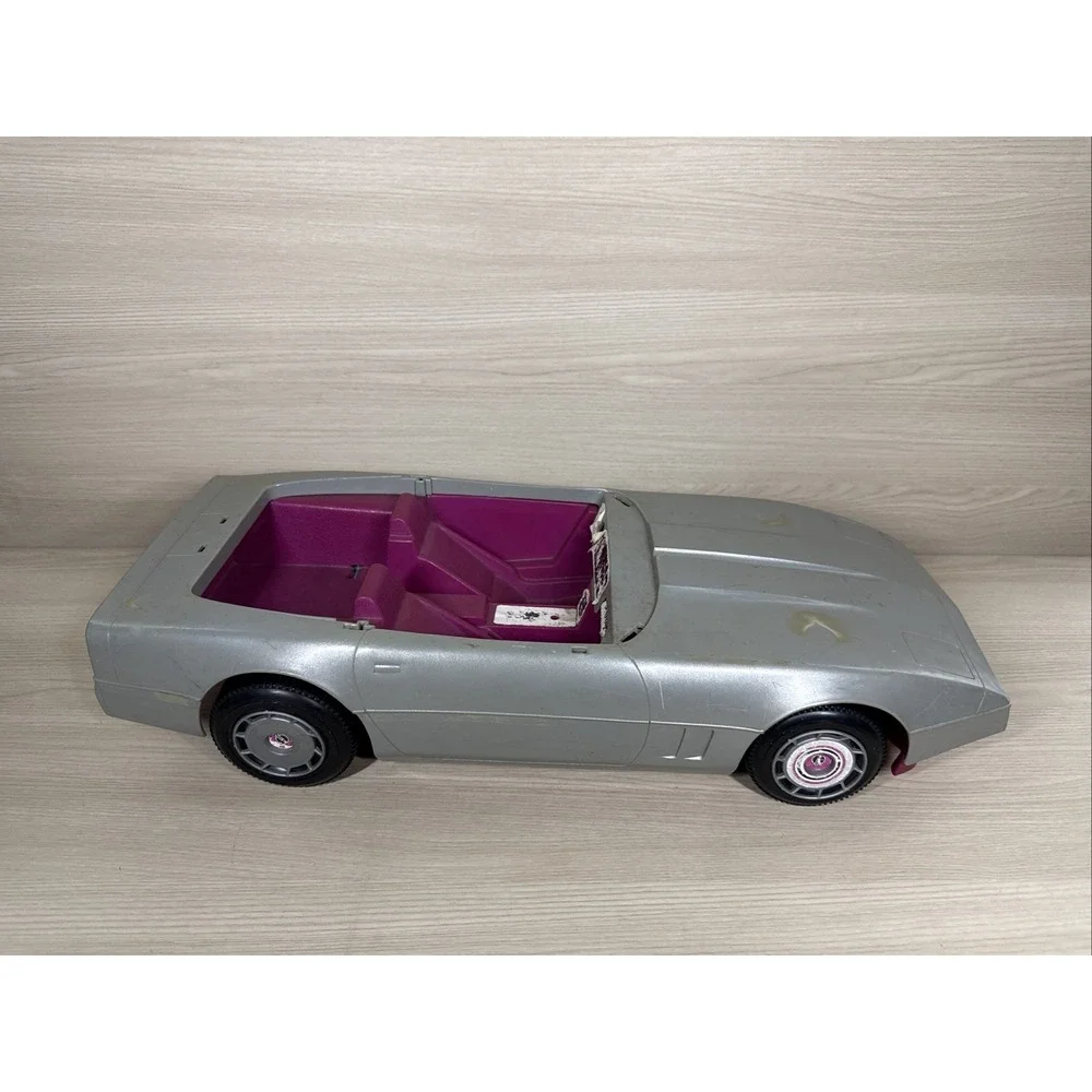 Barbie Silver Corvette Convertible Car  Retro 1984 Mattel Box For‎ Parts Only